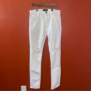 ORO Los Angeles NWT Men’s White Distressed Knee Slim‎ Skinny Jeans